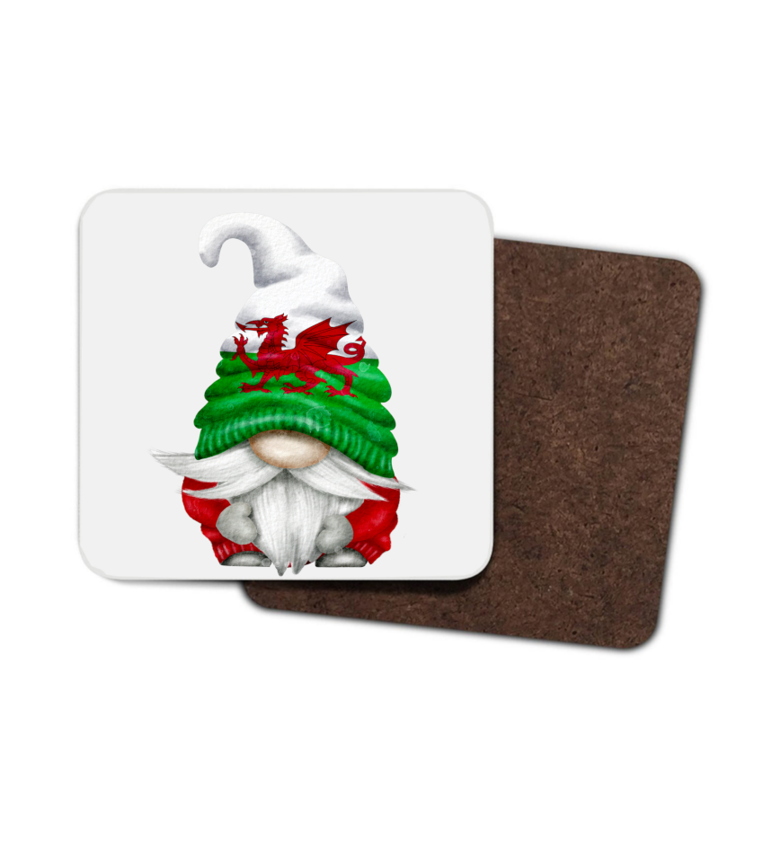 Welsh Gnome Hardboard Coaster, Welsh Coaster, Gonk Welsh Coaster - Click Image to Close